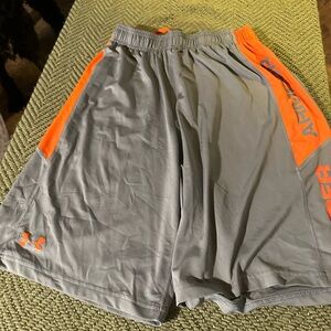 Under Armour Gray and Orange Athletic Shorts Lightweight Performance